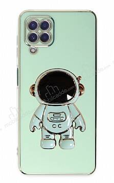 Eiroo Astronot Samsung Galaxy A12 / M12 Standlı Yeşil Silikon Kılıf - 1