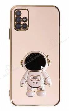 Eiroo Astronot Samsung Galaxy A51 Standlı Pembe Silikon Kılıf - 1