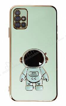 Eiroo Astronot Samsung Galaxy A51 Standlı Yeşil Silikon Kılıf - 1