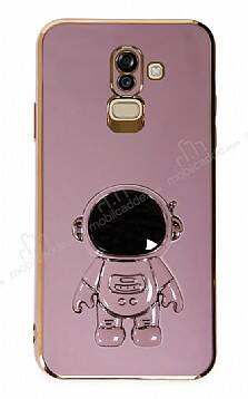 Eiroo Astronot Samsung Galaxy J8 Standlı Mor Silikon Kılıf - 1