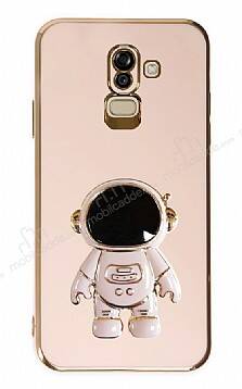 Eiroo Astronot Samsung Galaxy J8 Standlı Pembe Silikon Kılıf - 1