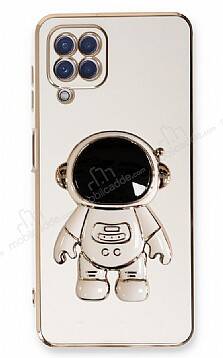 Eiroo Astronot Samsung Galaxy M22 Standlı Beyaz Silikon Kılıf - 1