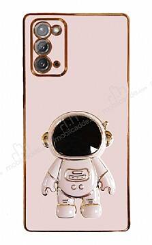 Eiroo Astronot Samsung Galaxy Note 20 Standlı Pembe Silikon Kılıf - 1