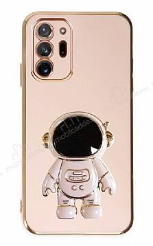 Eiroo Astronot Samsung Galaxy Note 20 Ultra Standlı Pembe Silikon Kılıf - 1