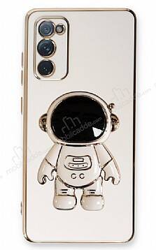 Eiroo Astronot Samsung Galaxy S20 FE Standlı Beyaz Silikon Kılıf - 1