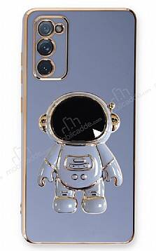 Eiroo Astronot Samsung Galaxy S20 FE Standlı Mavi Silikon Kılıf - 1