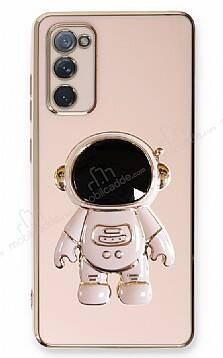 Eiroo Astronot Samsung Galaxy S20 FE Standlı Pembe Silikon Kılıf - 1