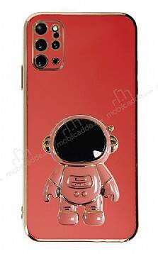 Eiroo Astronot Samsung Galaxy S20 Plus Standlı Kırmızı Silikon Kılıf - 1