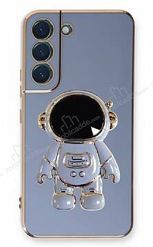 Eiroo Astronot Samsung Galaxy S21 FE 5G Standlı Mavi Silikon Kılıf - 1