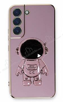 Eiroo Astronot Samsung Galaxy S21 FE 5G Standlı Mor Silikon Kılıf - 1