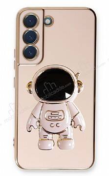 Eiroo Astronot Samsung Galaxy S21 FE 5G Standlı Pembe Silikon Kılıf - 1