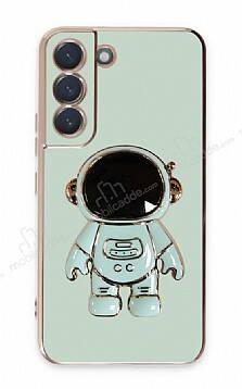 Eiroo Astronot Samsung Galaxy S21 FE 5G Standlı Yeşil Silikon Kılıf - 1