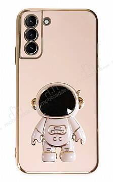 Eiroo Astronot Samsung Galaxy S21 Plus Standlı Pembe Silikon Kılıf - 1