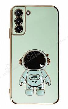 Eiroo Astronot Samsung Galaxy S21 Plus Standlı Yeşil Silikon Kılıf - 1