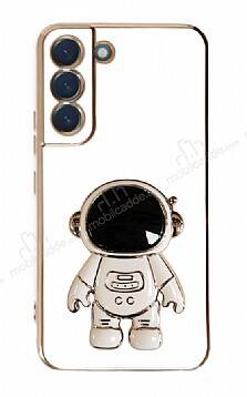 Eiroo Astronot Samsung Galaxy S22 5G Standlı Beyaz Silikon Kılıf - 1