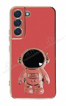 Eiroo Astronot Samsung Galaxy S22 5G Standlı Kırmızı Silikon Kılıf - 1