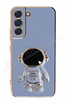 Eiroo Astronot Samsung Galaxy S22 5G Standlı Mavi Silikon Kılıf - 1