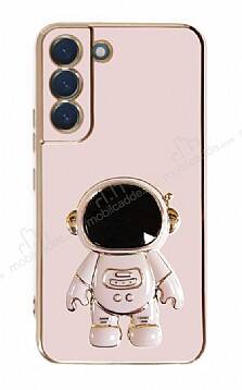 Eiroo Astronot Samsung Galaxy S22 5G Standlı Pembe Silikon Kılıf - 1