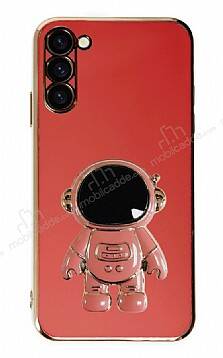 Eiroo Astronot Samsung Galaxy S23 Plus Standlı Kırmızı Silikon Kılıf - 1