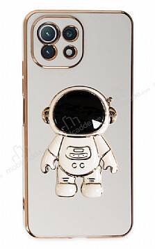 Eiroo Astronot Xiaomi Mi 11 Lite 5G Standlı Beyaz Silikon Kılıf - 1