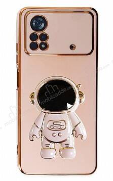 Eiroo Astronot Xiaomi Poco X4 Pro 5G Standlı Pembe Silikon Kılıf - 1