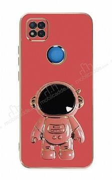 Eiroo Astronot Xiaomi Redmi 9C Standlı Kırmızı Silikon Kılıf - 1