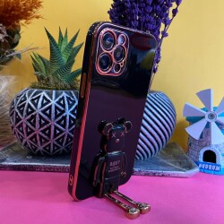 Eiroo Baby Bear iPhone 15 Pro Max Standlı Kamera Korumalı Silikon Kılıf - 5