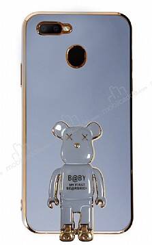 Eiroo Baby Bear Oppo A12 Standlı Mavi Silikon Kılıf - 1