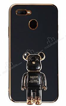 Eiroo Baby Bear Oppo A12 Standlı Siyah Silikon Kılıf - 1