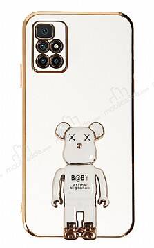 Eiroo Baby Bear Xiaomi Redmi 10 Standlı Beyaz Silikon Kılıf - 1