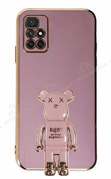 Eiroo Baby Bear Xiaomi Redmi 10 Standlı Mor Silikon Kılıf - 1