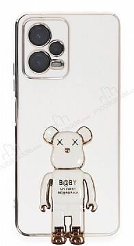 Eiroo Baby Bear Xiaomi Redmi Note 12 5G Standlı Beyaz Silikon Kılıf - 1