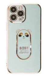 Eiroo Baby Panda iPhone 15 Pro Max Standlı Kamera Korumalı Silikon Kılıf - 19