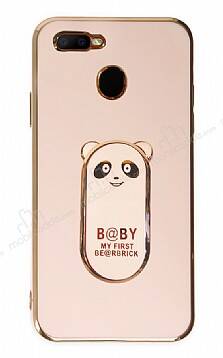 Eiroo Baby Panda Oppo A12 Standlı Pembe Silikon Kılıf - 1