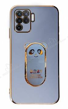 Eiroo Baby Panda Oppo Reno 5 Lite Standlı Mavi Silikon Kılıf - 1