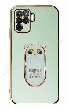 Eiroo Baby Panda Oppo Reno5 F Standlı Yeşil Silikon Kılıf - 1