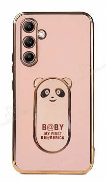 Eiroo Baby Panda Samsung Galaxy A14 4G Standlı Pembe Silikon Kılıf - 1