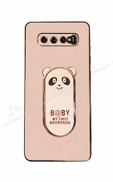 Eiroo Baby Panda Samsung Galaxy S10 Plus Standlı Pembe Silikon Kılıf - 1