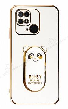 Eiroo Baby Panda Xiaomi Poco C40 Standlı Beyaz Silikon Kılıf - 1