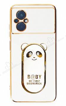 Eiroo Baby Panda Xiaomi Poco M5 Standlı Beyaz Silikon Kılıf - 1