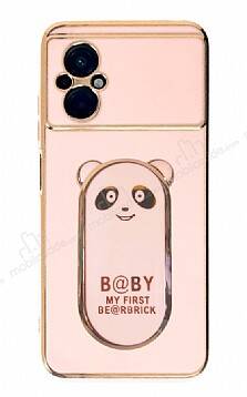 Eiroo Baby Panda Xiaomi Poco M5 Standlı Pembe Silikon Kılıf - 1