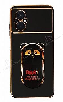 Eiroo Baby Panda Xiaomi Poco M5 Standlı Siyah Silikon Kılıf - 1