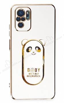 Eiroo Baby Panda Xiaomi Poco M5s Standlı Beyaz Silikon Kılıf - 1