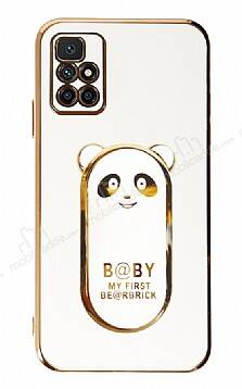 Eiroo Baby Panda Xiaomi Redmi 10 2022 Standlı Beyaz Silikon Kılıf - 1