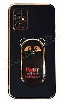 Eiroo Baby Panda Xiaomi Redmi 10 2022 Standlı Siyah Silikon Kılıf - 1