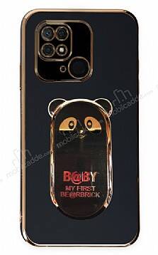 Eiroo Baby Panda Xiaomi Redmi 10C Standlı Siyah Silikon Kılıf - 1