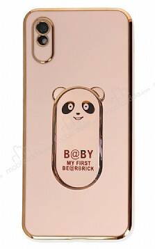 Eiroo Baby Panda Xiaomi Redmi 9A Standlı Pembe Silikon Kılıf - 1