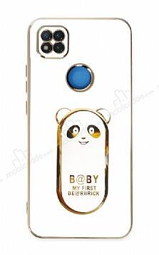 Eiroo Baby Panda Xiaomi Redmi 9C Standlı Beyaz Silikon Kılıf - 1