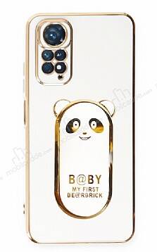 Eiroo Baby Panda Xiaomi Redmi Note 11S Standlı Beyaz Silikon Kılıf - 1