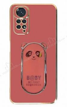 Eiroo Baby Panda Xiaomi Redmi Note 11S Standlı Kırmızı Silikon Kılıf - 1